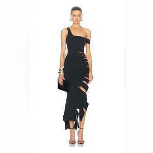 NWT Mugler Black One-Shoulder Bandage Cutout Dress XS